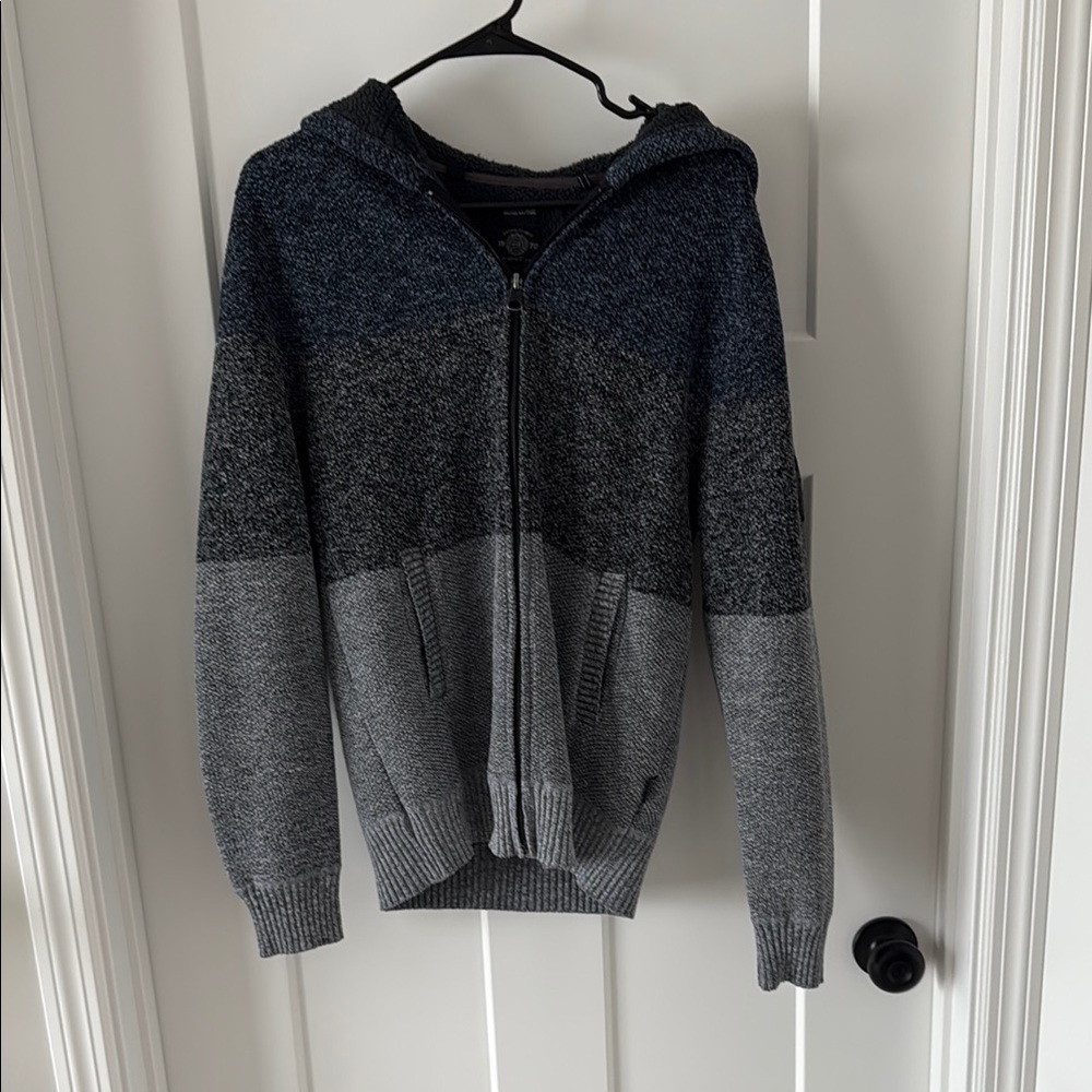 Buffalo David Bitton Gray and Black Zip Up Sweater